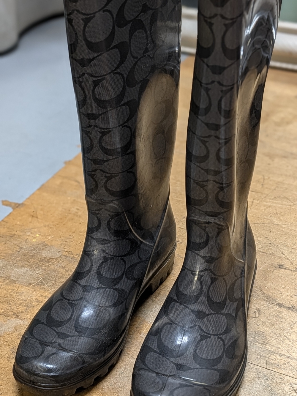 Coach Signature Black Rain Boots for Women
